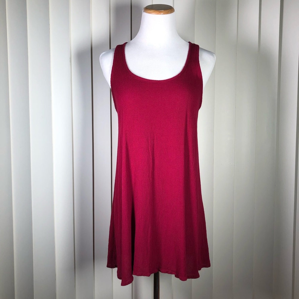 Burgundy racer-back long tank / tunic / dress